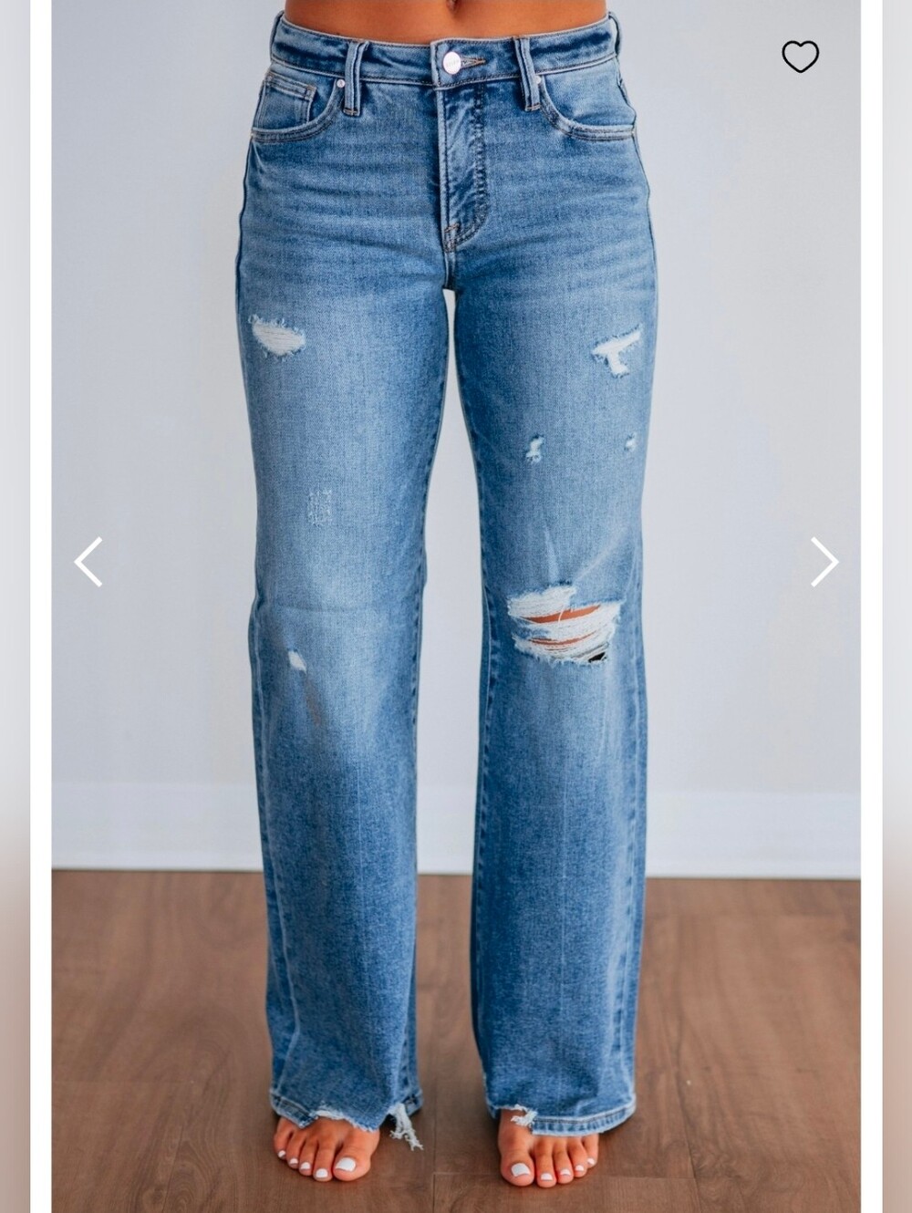 Risen High-Rise Distressed Wide-Leg Jeans